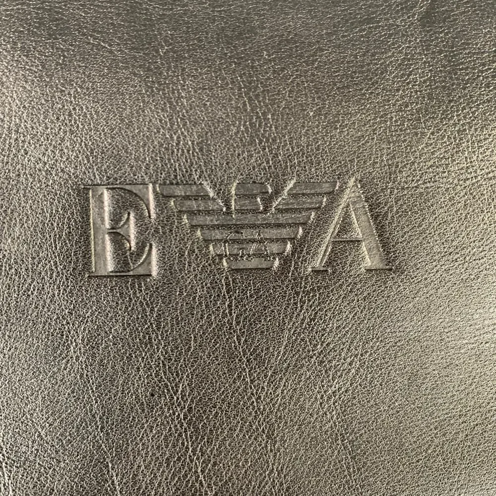 Emporio Armani Black Leather Weekender Bag One Size